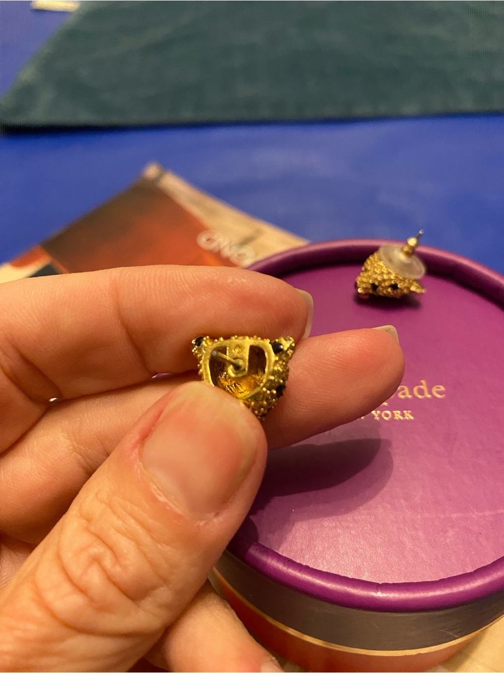 Kate Spade collector vintage Gold and Black Leopard Head Stud Earrings - Picture 5 of 5